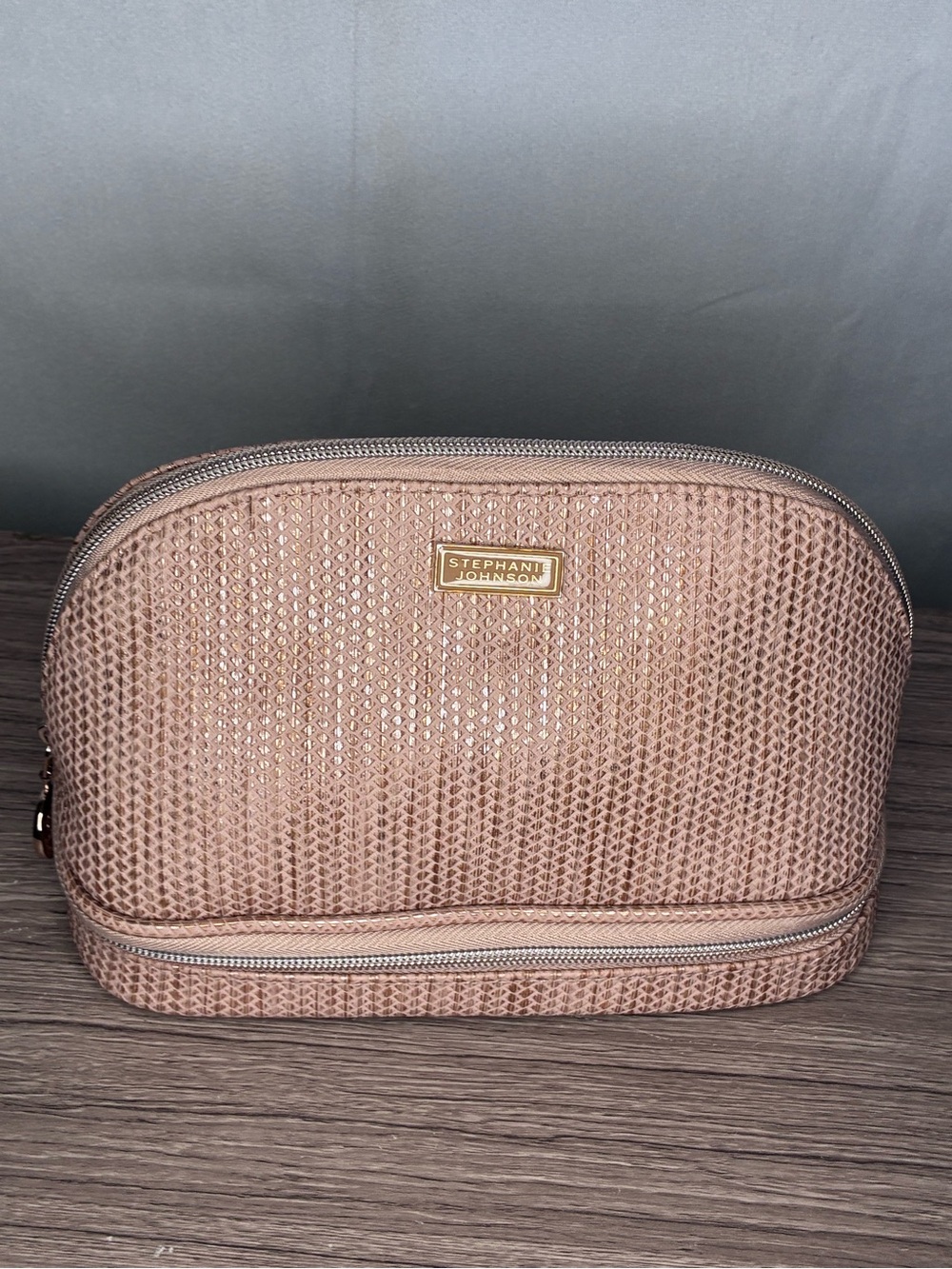 GUC Stephanie Johnson Rose Gold Textured Travel Cosmetic Pouch